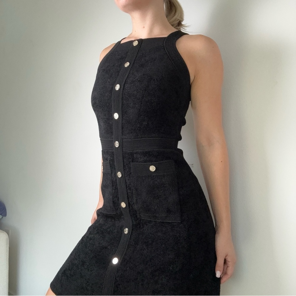 Sandro Black Button-Front Mini Dress